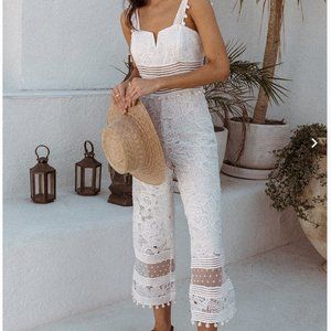 SAYLOR Gabri Floral Lace White Jumpsuit
